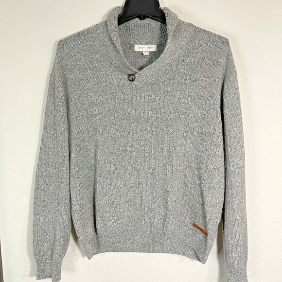 Joseph Abboud Sweater Mens XLarge Grey Wool Acrylic Shawl Collar Button Pullover - Picture 1 of 11